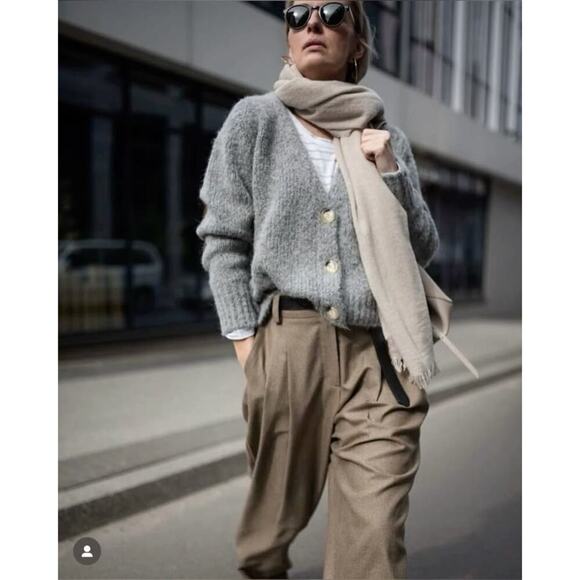 Max Studio 2 Ply Cashmere Shawl Collar Cardigan Soft Gray Quiet Luxury Fall NEW - Picture 6 of 12